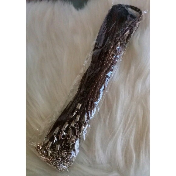 20 New Braided Faux Leather Necklace Cord for Pendants Brown 17" + Extender - Picture 1 of 4